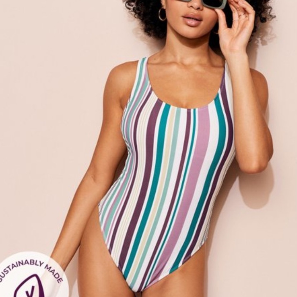 NWT Adore Me One Piece Stripe Swimsuit